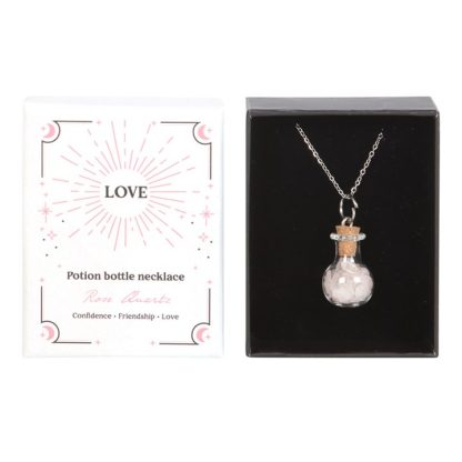 Love Rose Quartz Crystal Chip Potion Bottle Necklace - Image 2