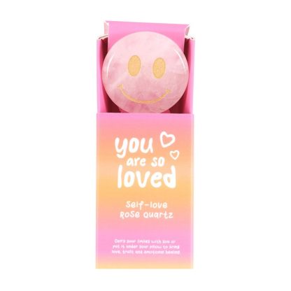 You Are Loved Rose Quartz Happy Face Crystal - Image 3