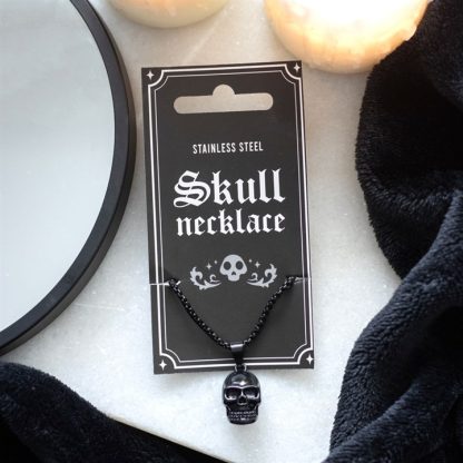 Black Stainless Steel Skull Necklace - Image 4