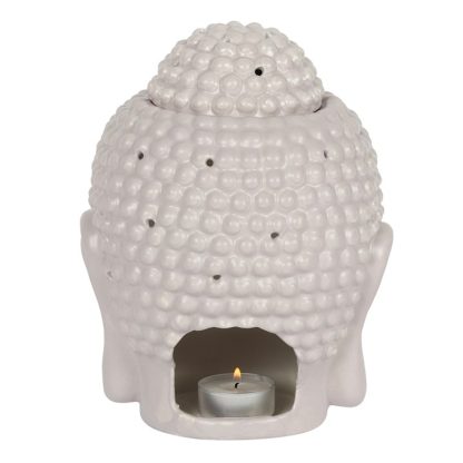 Large Grey Buddha Head Oil Burner - Image 4