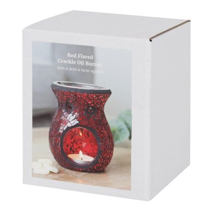 Small Red Crackle Glass Oil Burner - Image 3