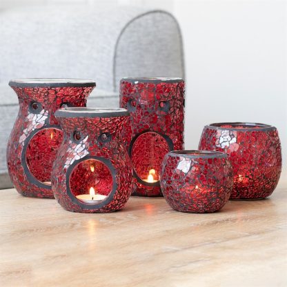 Small Red Crackle Glass Oil Burner - Image 5