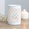 White Matte Lattice Cut Oil Burner - Image 4