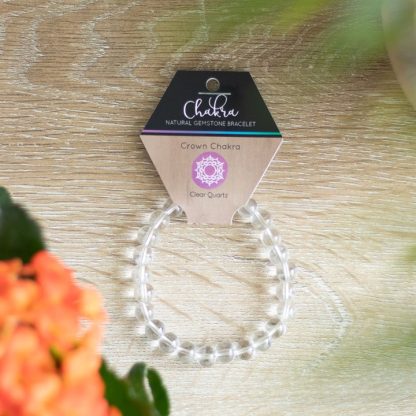 Crown Chakra Clear Quartz Gemstone Bracelet - Image 4