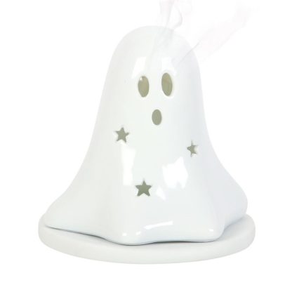 Ceramic Ghost Tealight and Incense Cone Holder - Image 2