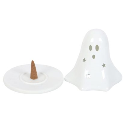 Ceramic Ghost Tealight and Incense Cone Holder - Image 3