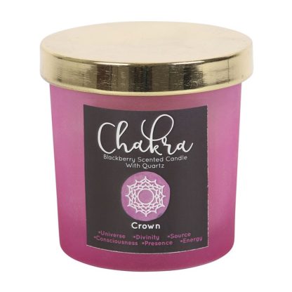 Crown Chakra Blackberry Crystal Chip Candle - Image 3