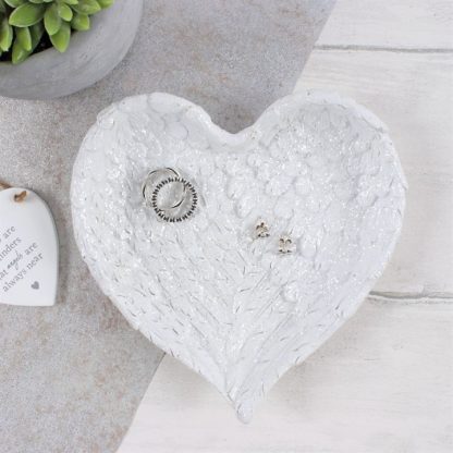 Glitter Heart Shaped Angel Wing Trinket Dish - Image 3