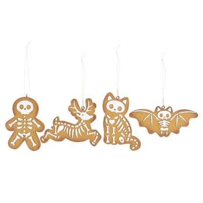 Set of 4 Creepy Skeleton Cookie Ornaments