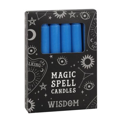 Set of 12 Blue 'Wisdom' Spell Candles