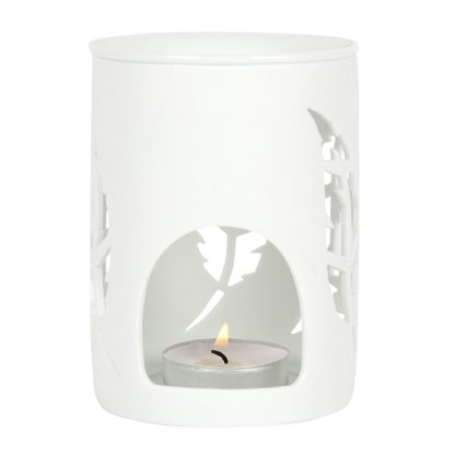 White Feather Cut Out Oil Burner - Image 2