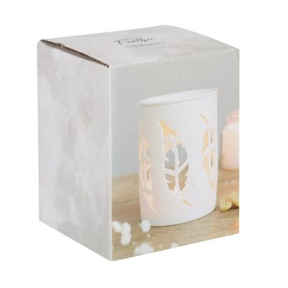 White Feather Cut Out Oil Burner - Image 4