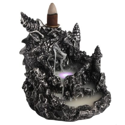 Silver Dragon Backflow Incense Burner With Light - Image 2