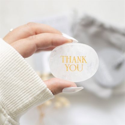 Thank You Clear Quartz Crystal Palm Stone - Image 5