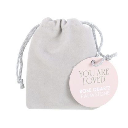 You Are Loved Rose Quartz Crystal Palm Stone - Image 4