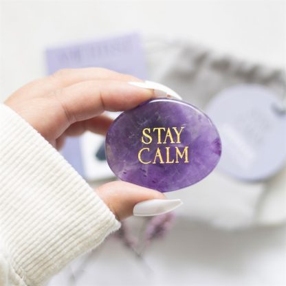 Stay Calm Amethyst Crystal Palm Stone - Image 5