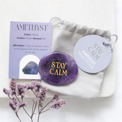 Stay Calm Amethyst Crystal Palm Stone - Image 6