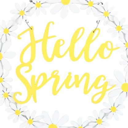 Hello Spring Hanging Daisy Wreath Decoration - Image 2