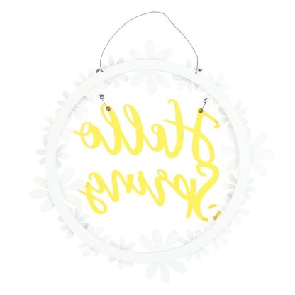 Hello Spring Hanging Daisy Wreath Decoration - Image 3