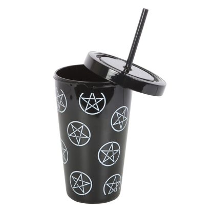 Pentagram Plastic Tumbler with Straw - Image 2