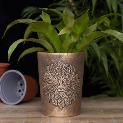 Green Man Bronze Terracotta Plant Pot by Lisa Parker - Image 4