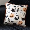 35cm Square Spooky Cat and Pumpkin Print Cushion - Image 4