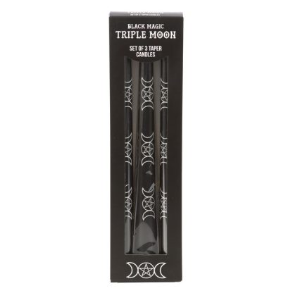 Set of 3 Black Magic Triple Moon Taper Candles - Image 2