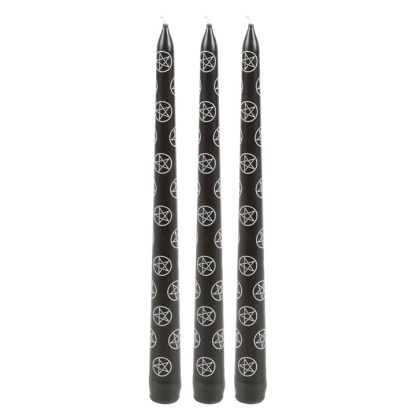 Set of 3 Black Magic Pentagram Taper Candles - Image 3