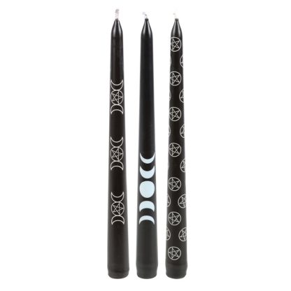 Set of 3 Black Magic Mystical Taper Candles - Image 3