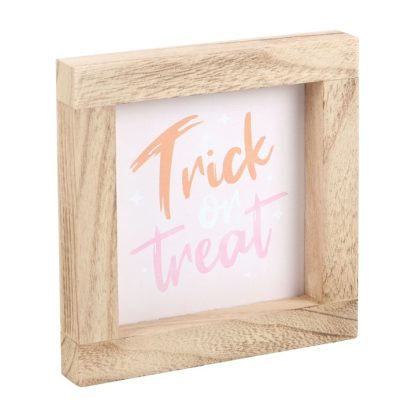 Pink Trick or Treat Wooden Frame Sign - Image 2