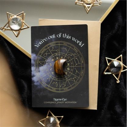 Out Of This World Tiger's Eye Crystal Moon Greeting Card - Image 4