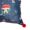 35cm Square Gnome Print Cushion with Pom Poms - Image 4