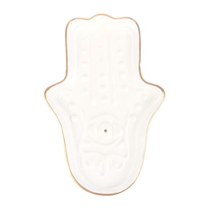 White Hamsa Hand Incense Stick Holder - Image 2