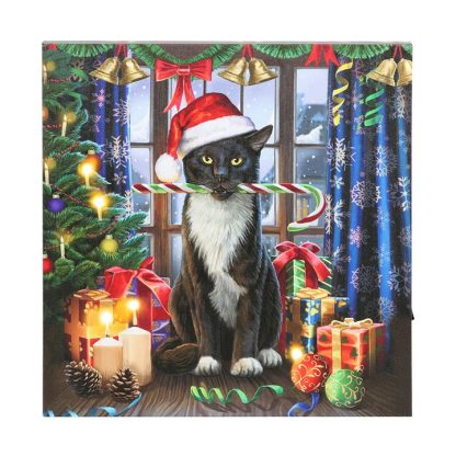 Krampuss Cat Light Up LED Canvas Plaque by Lisa Parker