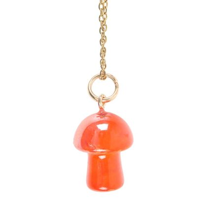 Orange Aura Crystal Mushroom Necklace Greeting Card - Image 4