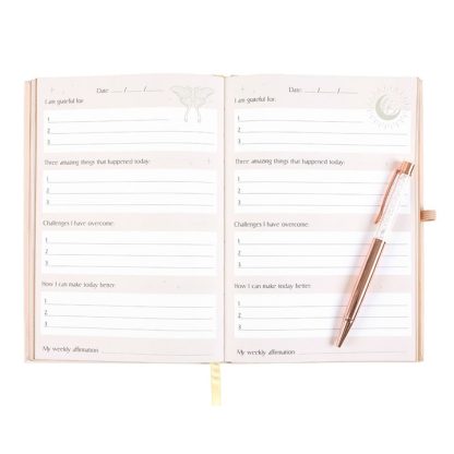 Luna Moth Daily Reflection Journal with Clear Quartz Pen - Image 5