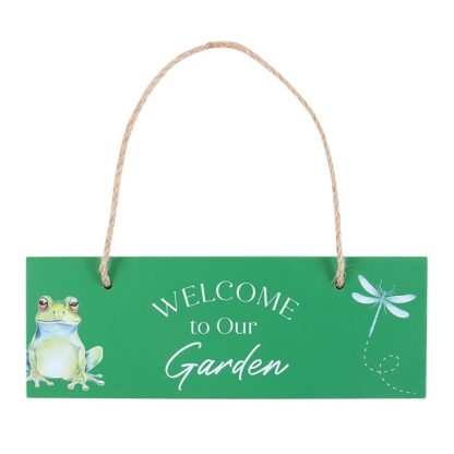 Green Welcome to Our Garden Hanging Sign - Image 2