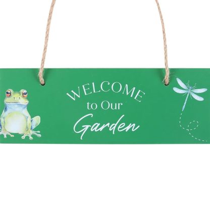 Green Welcome to Our Garden Hanging Sign - Image 3