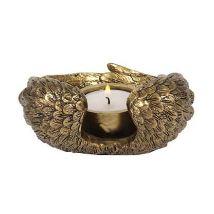 Antique Gold Angel Wing Tealight Candle Holder - Image 3