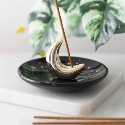 Gold Crescent Moon Incense Stick Holder - Image 4