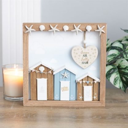 Ocean Air Salty Hair 3D Shell Beach Hut MDF Plaque