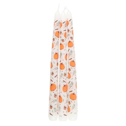 Set of 3 Pumpkin Taper Candles - Image 3