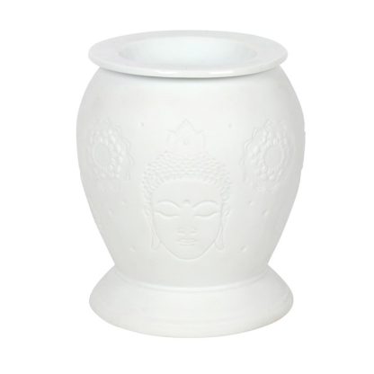 White Ceramic Buddha Electric Oil Burner and Wax Warmer - Image 2