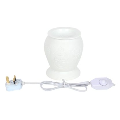 White Ceramic Buddha Electric Oil Burner and Wax Warmer - Image 3