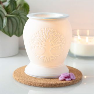 Tree of Life White Ceramic Electric Oil Burner and Wax Warmer