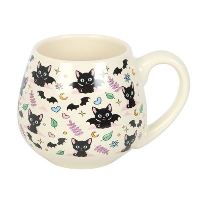 Cute and Creepy Cat Print Rounded Mug - Image 4