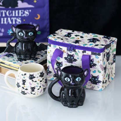 Cute and Creepy Cat Print Rounded Mug - Image 5