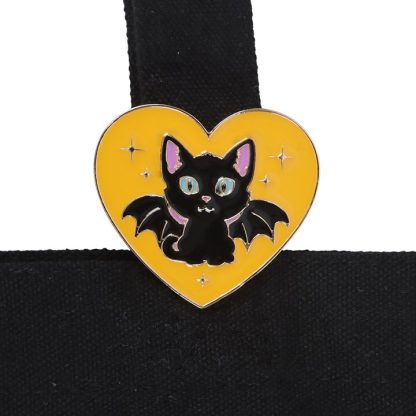 In My Witch Era Bat Cat Polycotton Tote Bag with Enamel Pin - Image 4