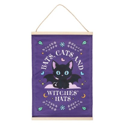 Bats, Cats and Witches Hats Fabric Wall Hanging - Image 2