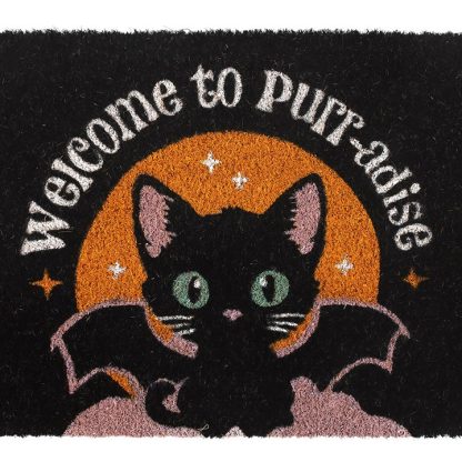 Black Welcome to Purr-adise Cat Doormat - Image 3